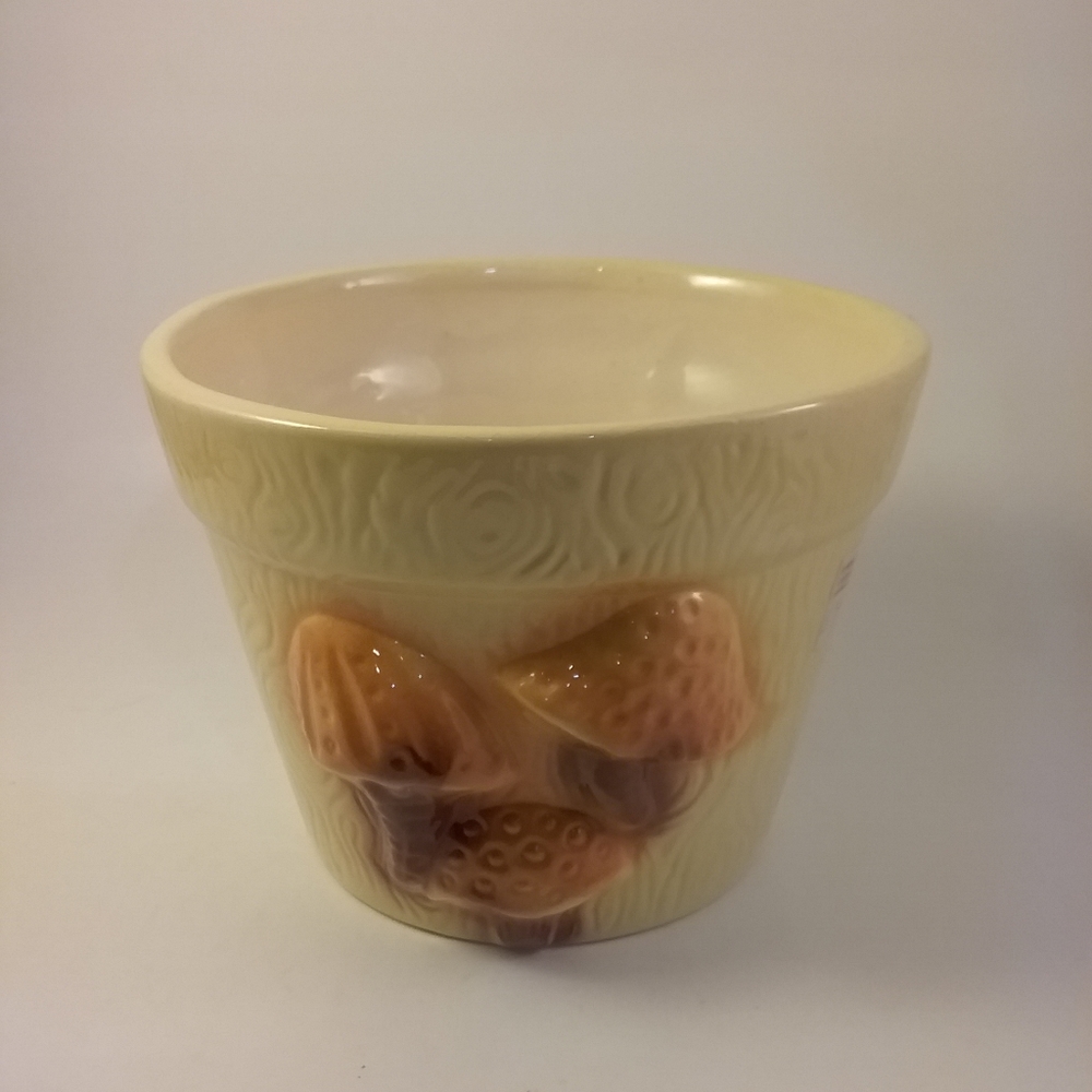 Vintage Yellow Ceramic Mushrooms Planter